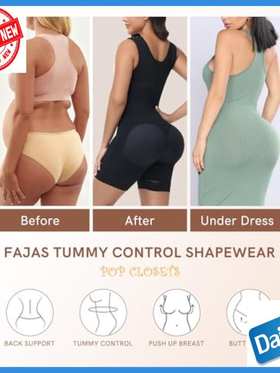 Full Body Shapewear Bodysuit Tummy Control Zipper Hooks 3XL - Picture 5 of 7